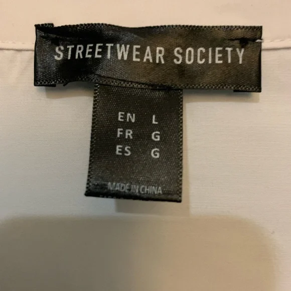 Streetwear SocietyMen Large Business Casual White Long Sleeve Button-Down Shirt - Picture 3 of 8